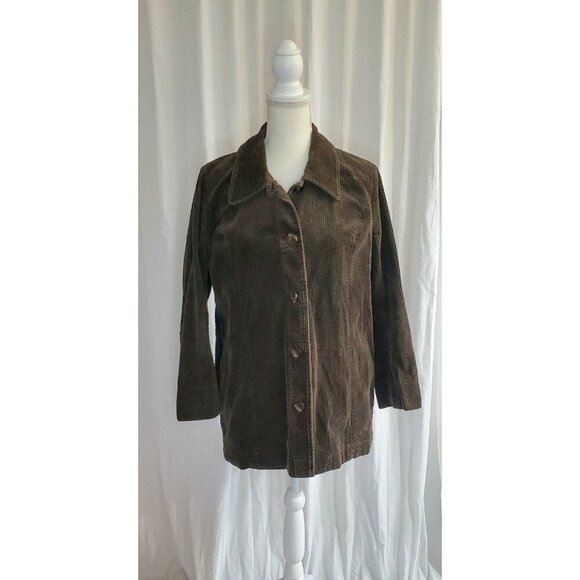 J. Jill Corduroy Women's Blazer/Jacket Oversized Button Up Size Medium Chocolate - Picture 1 of 13